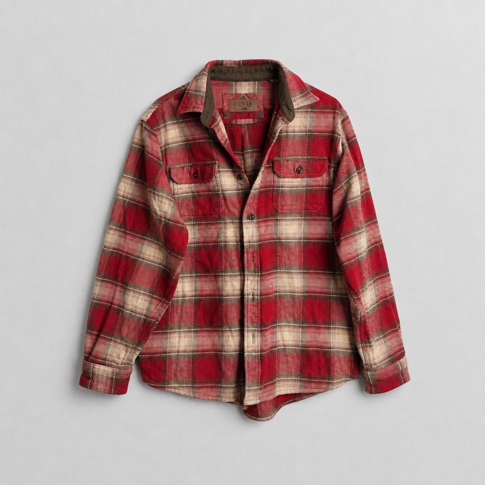 Orvis Classic Collection Heavyweight Plaid Flannel Shirt Red Gorpcore  Trim L